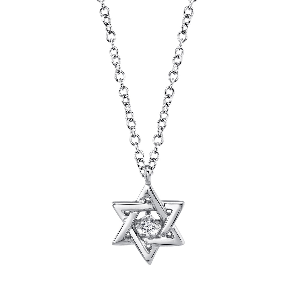 Shy Creation 0.03Ct Diamond Star Of David Necklace SC55021055