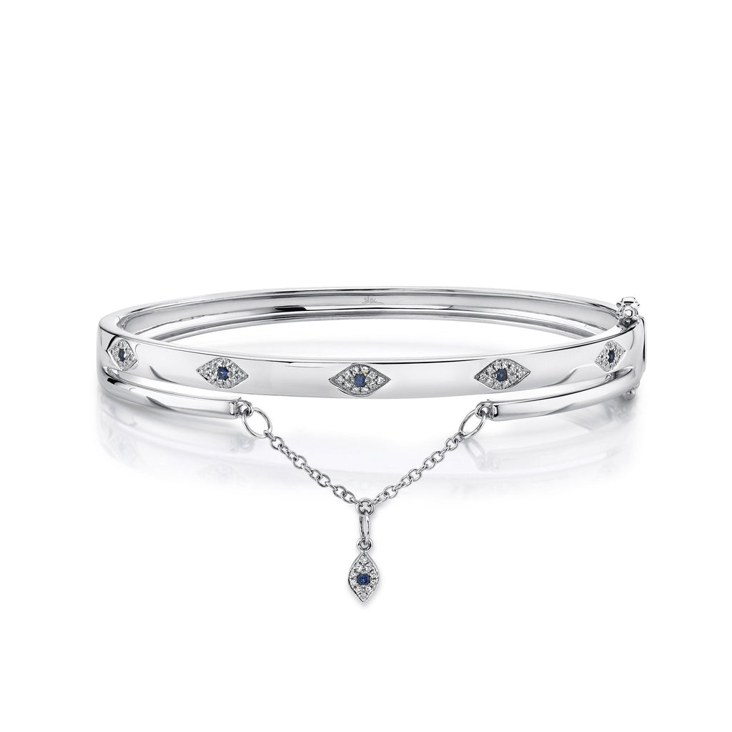 Shy Creation 0.13Ct Diamond & 0.10Ct Blue Sapphire Eye Chain Bangle SC55021342ZS
