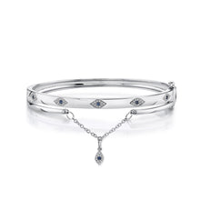 Shy Creation 0.13Ct Diamond & 0.10Ct Blue Sapphire Eye Chain Bangle SC55021342ZS