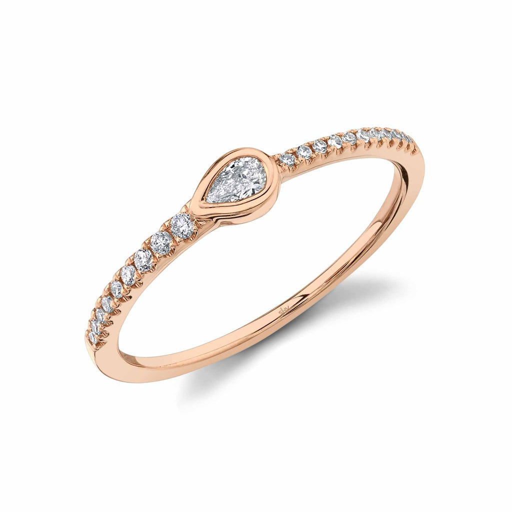 Shy Creation 0.17Ct Diamond Pear Bezel Ring SC55021540