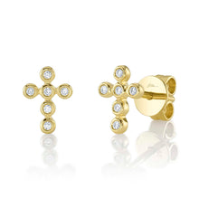Shy Creation 0.07Ct Diamond Bezel Cross Stud Earring SC55021570V2