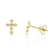 Shy Creation 0.07Ct Diamond Bezel Cross Stud Earring SC55021570V2