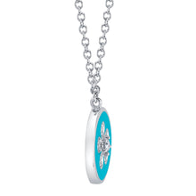 Shy Creation 0.06Ct Diamond & Turquoise-Color Enamel Flower Necklace SC55021647ET