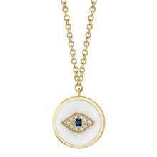 Shy Creation 0.02Ct Diamond & 0.02Ct Blue Sapphire & White Enamel Eye Necklace SC55021654EW