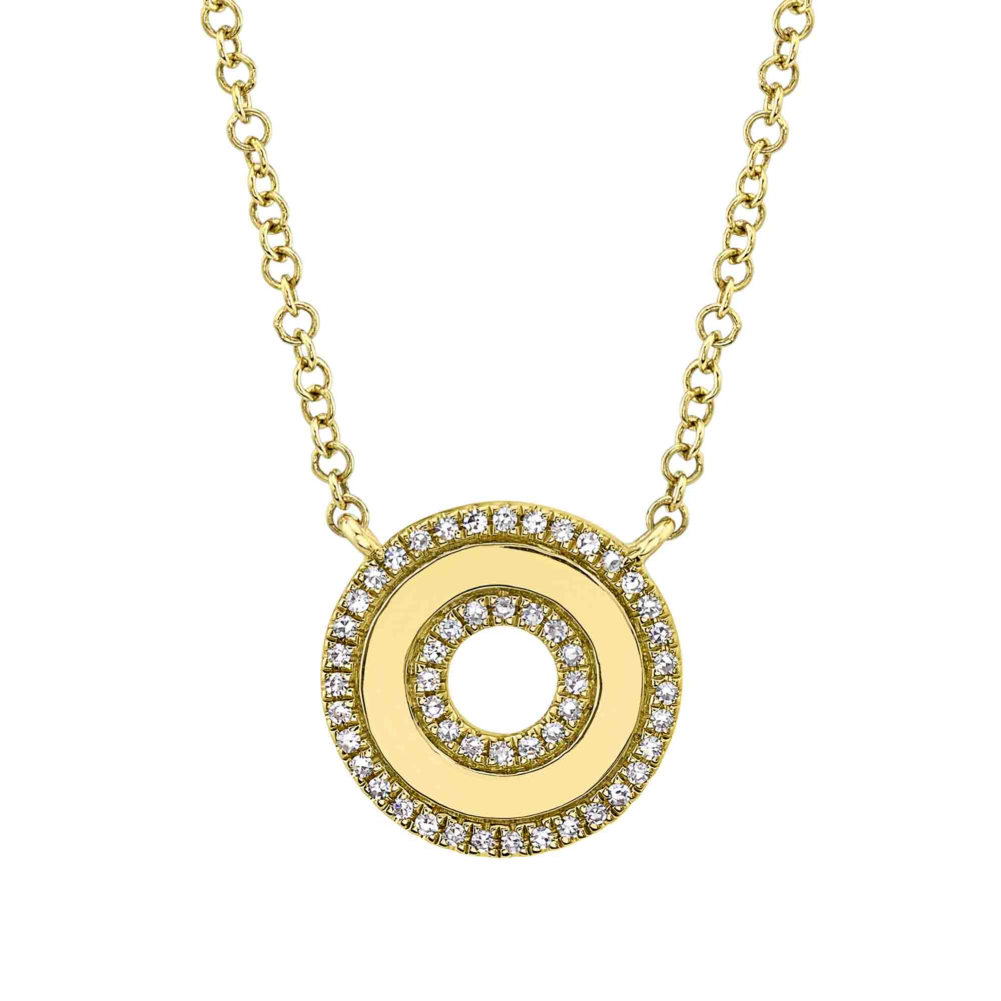 Shy Creation 0.12Ct Diamond Circle Necklace SC55021761