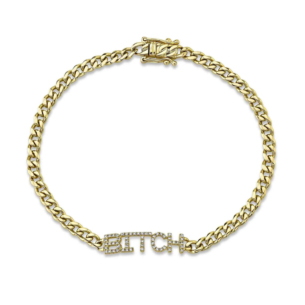 Shy Creation 0.13Ct Diamond Link "Bitch" Bracelet SC55021862