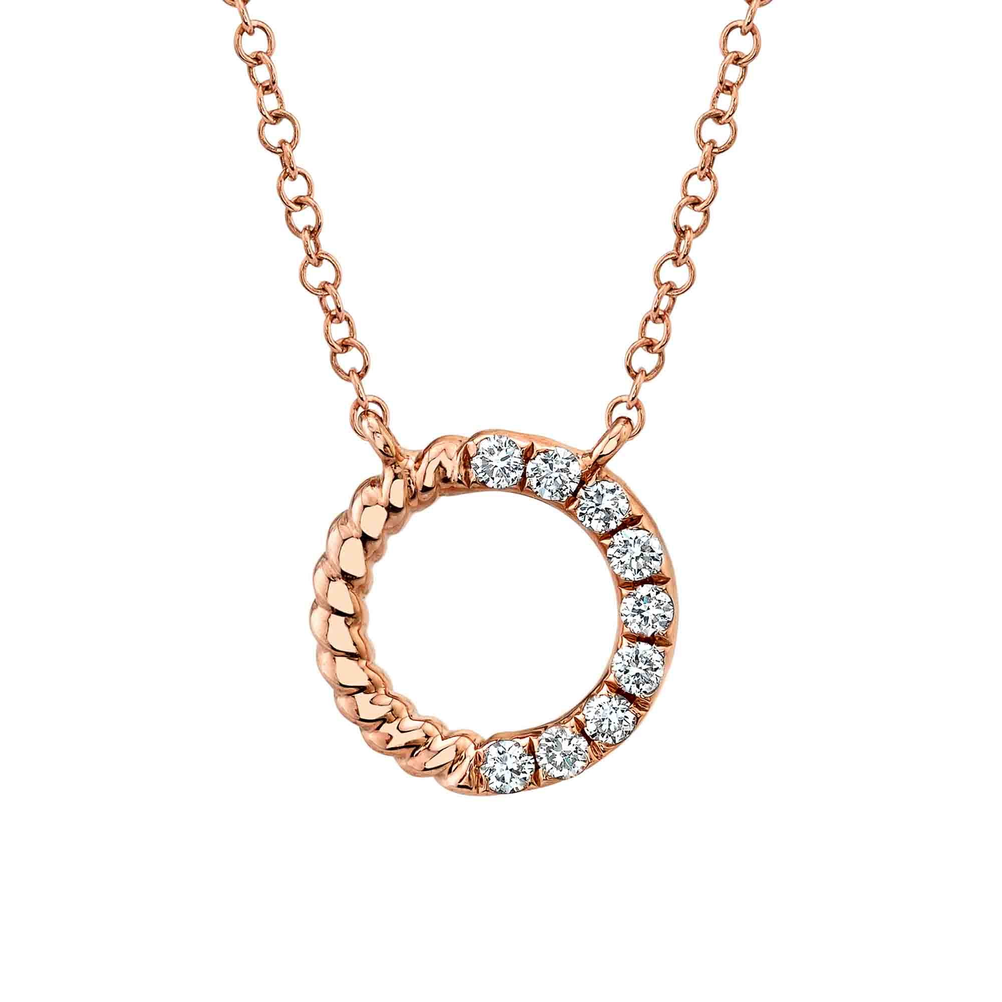 Shy Creation 0.12Ct Diamond Circle Necklace SC55021944