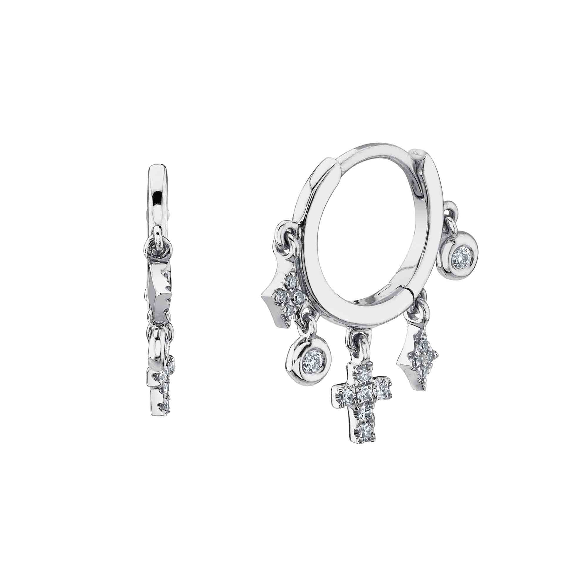 Shy Creation 0.12Ct Diamond Cross Shaker Huggie Earring SC55022260