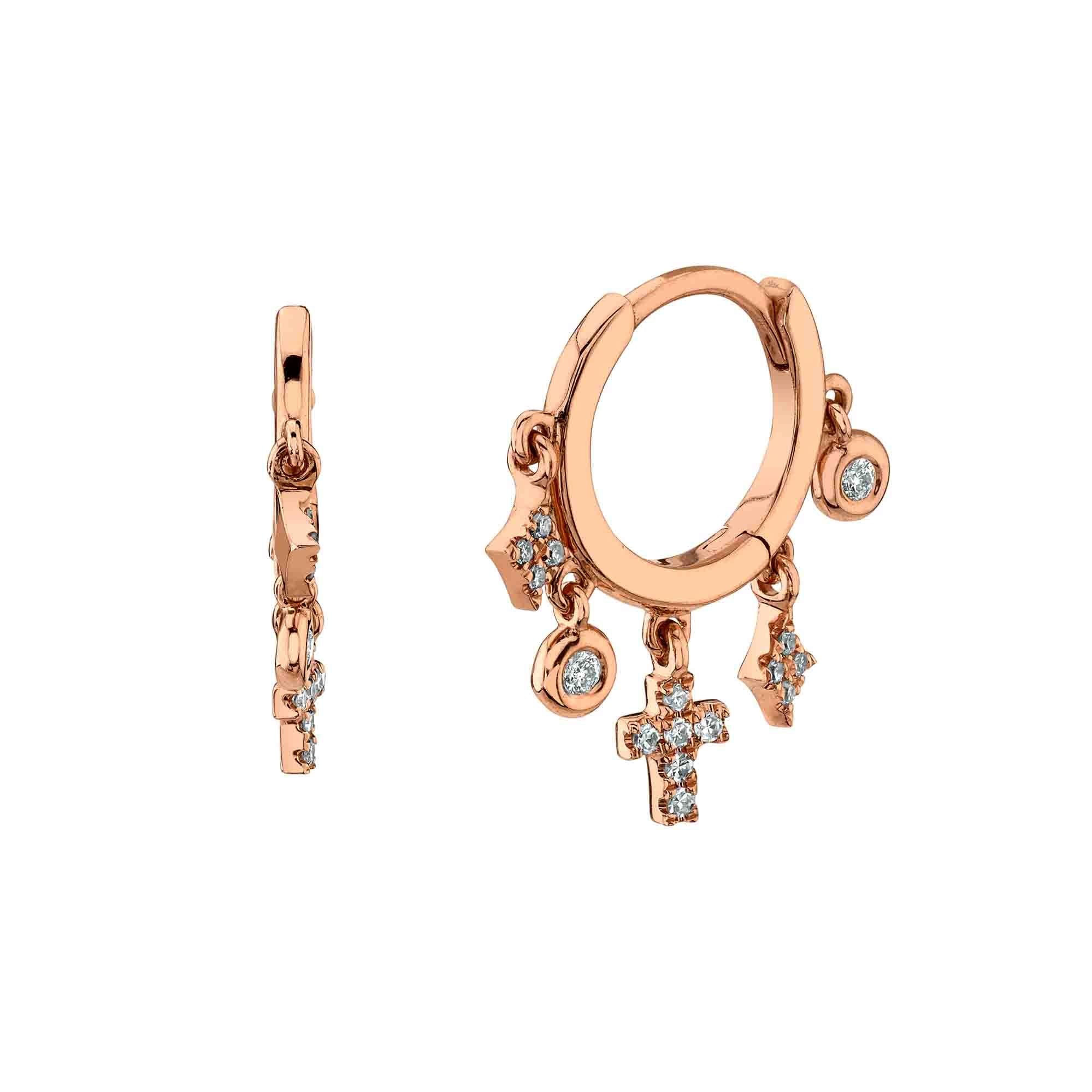 Shy Creation 0.12Ct Diamond Cross Shaker Huggie Earring SC55022262