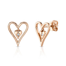 Shy Creation 0.03Ct Diamond Open Heart Stud Earring SC55022903