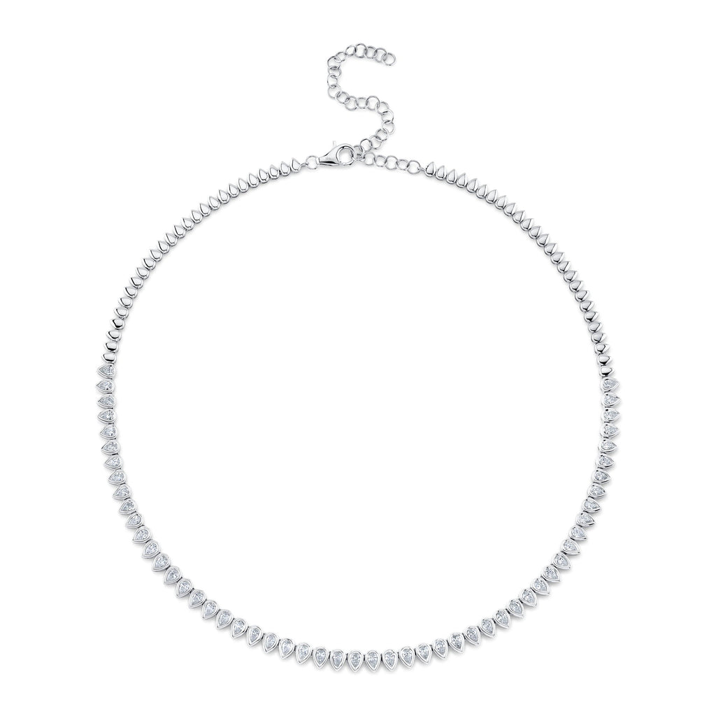 3.91CT DIAMOND PEAR BEZEL TENNIS NECKLACE