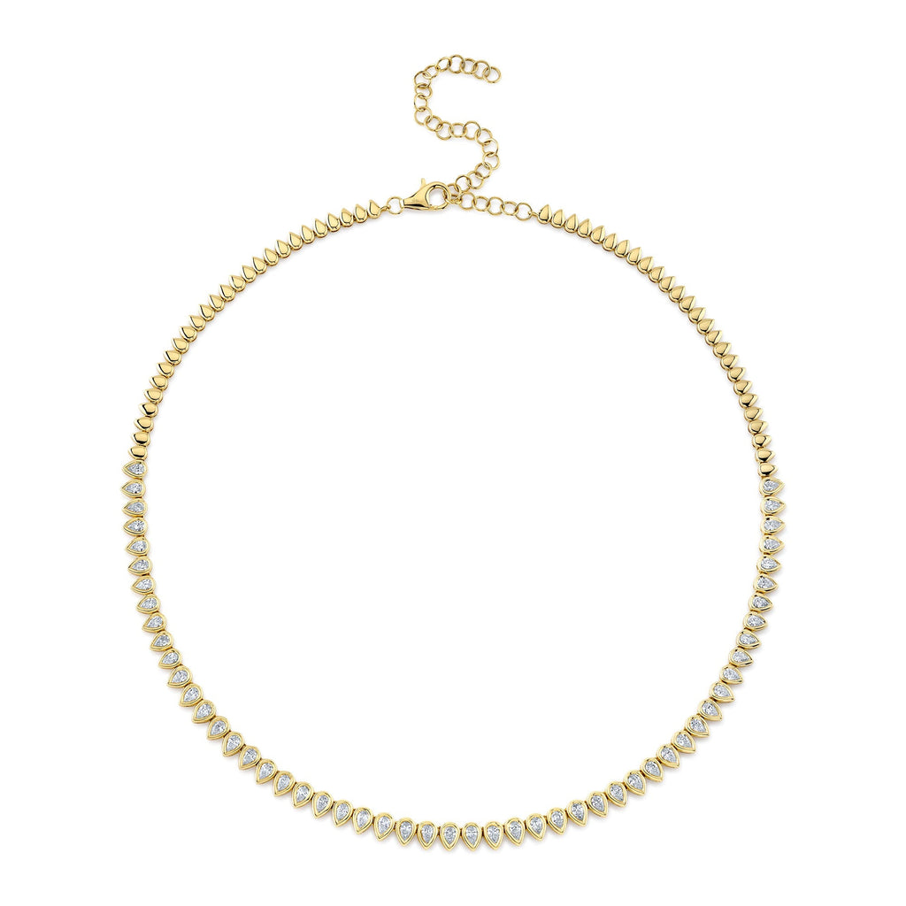 3.91CT DIAMOND PEAR BEZEL TENNIS NECKLACE