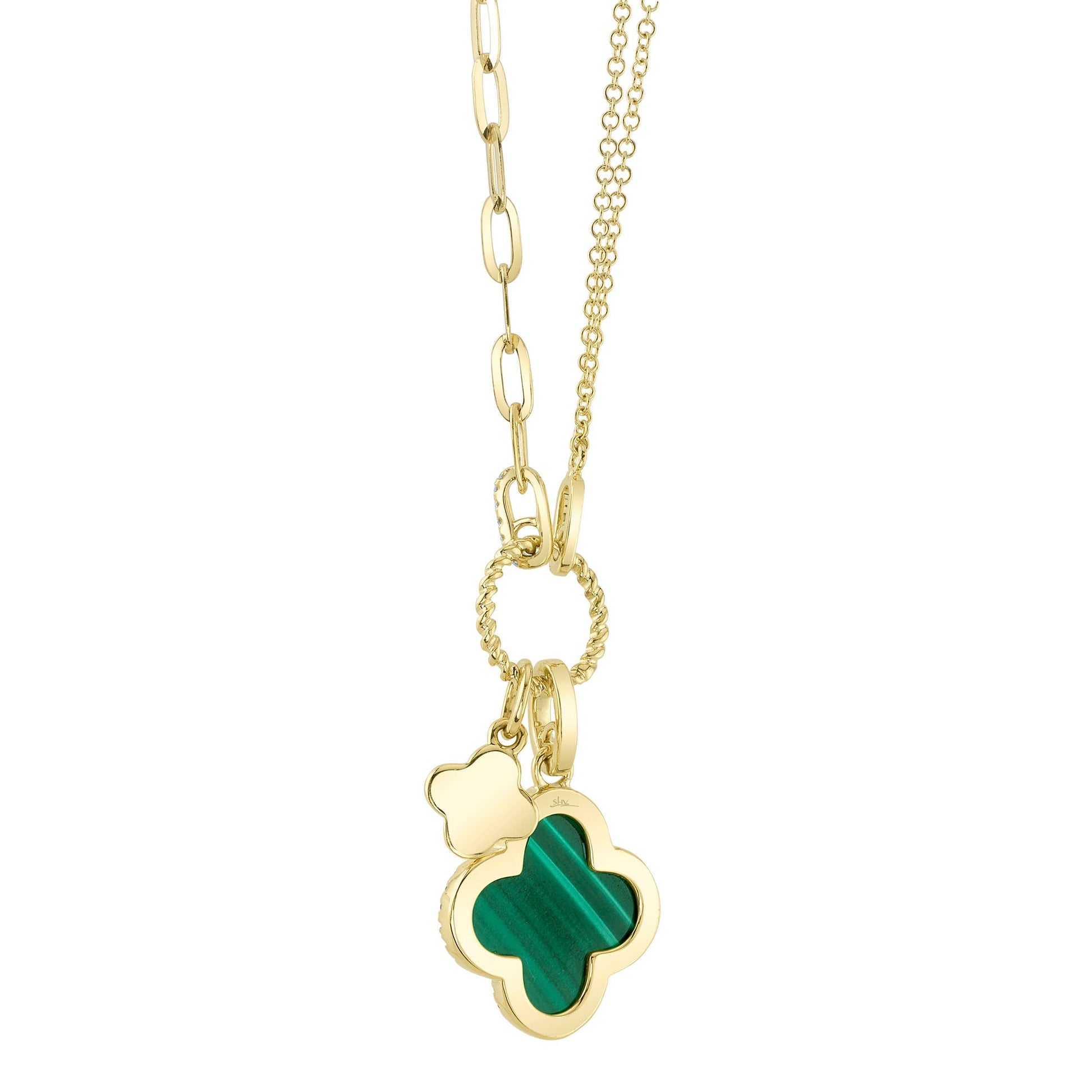 0-17ct-diamond-1-88ct-malachite-clover-paper-clip-link-necklace