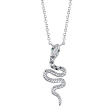 Shy Creation 0.08Ct Black & White Diamond & 0.01Ct Emerald Snake Necklace SC55023626