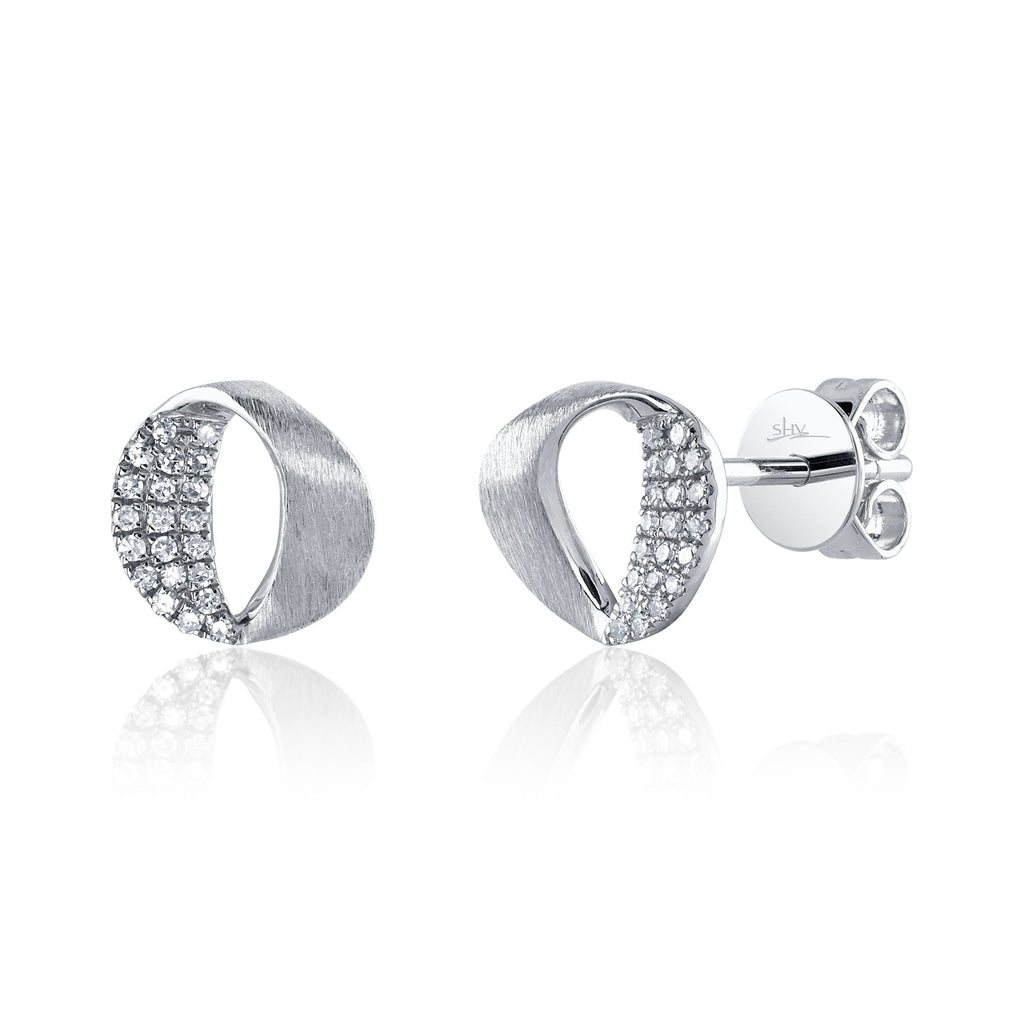 Shy Creation 0.09Ct Diamond Mobius Circle Stud Earring SC55024274
