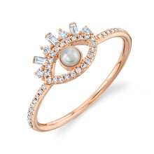 Shy Creation 0.20Ct Diamond & Cultured Pearl Baguette Eye Ring SC55024510