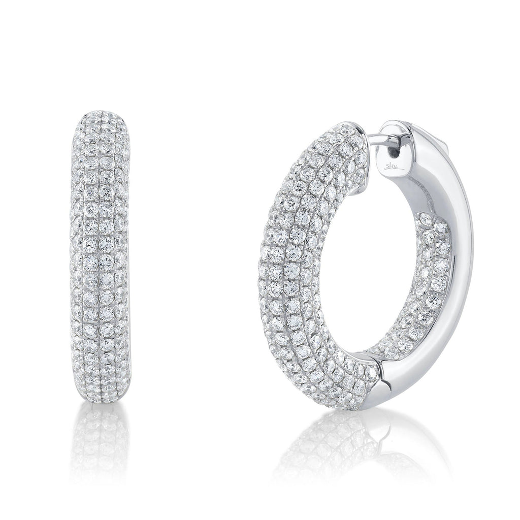 3.94CT DIAMOND PAVE HOOP EARRING