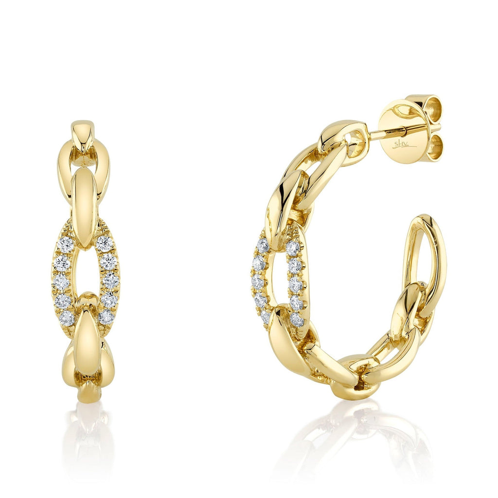 0.25CT DIAMOND LINK HOOP EARRING