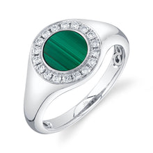 Shy Creation 0.20Ct Diamond & 0.73Ct Malachite Signet Ring SC55024852V2