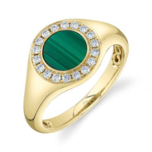 Shy Creation 0.20Ct Diamond & 0.73Ct Malachite Signet Ring SC55024853V2