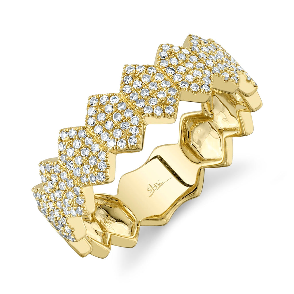 0.35CT DIAMOND PAVE HEXAGON RING