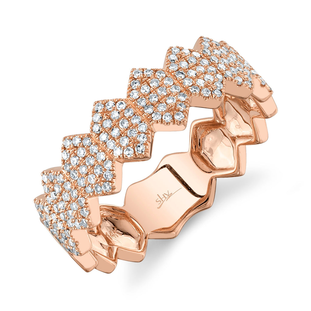 0.35CT DIAMOND PAVE HEXAGON RING