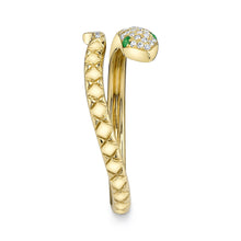 Shy Creation 0.07Ct Diamond & 0.02Ct Green Garnet Snake Ring SC55024908