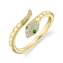 Shy Creation 0.07Ct Diamond & 0.02Ct Green Garnet Snake Ring SC55024908