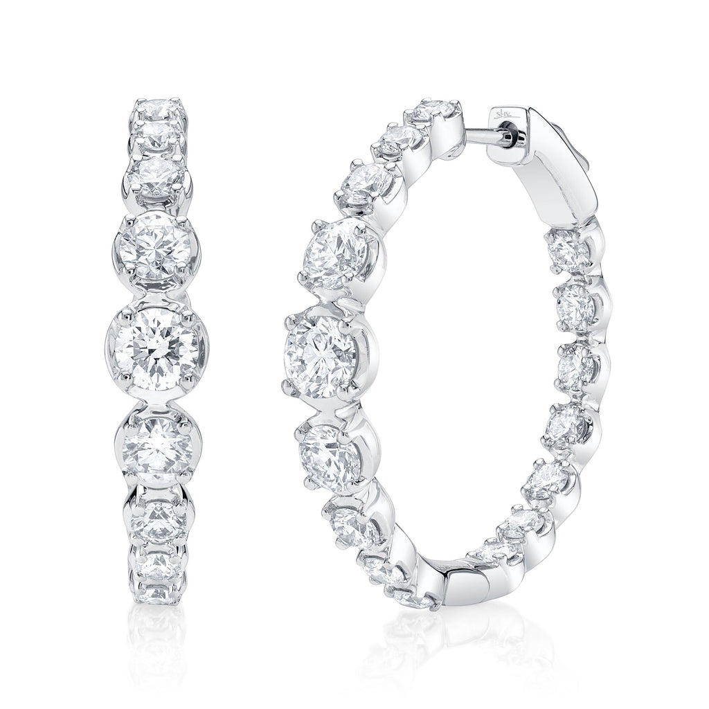3.63CT DIAMOND CROWN SETTING HOOP EARRING