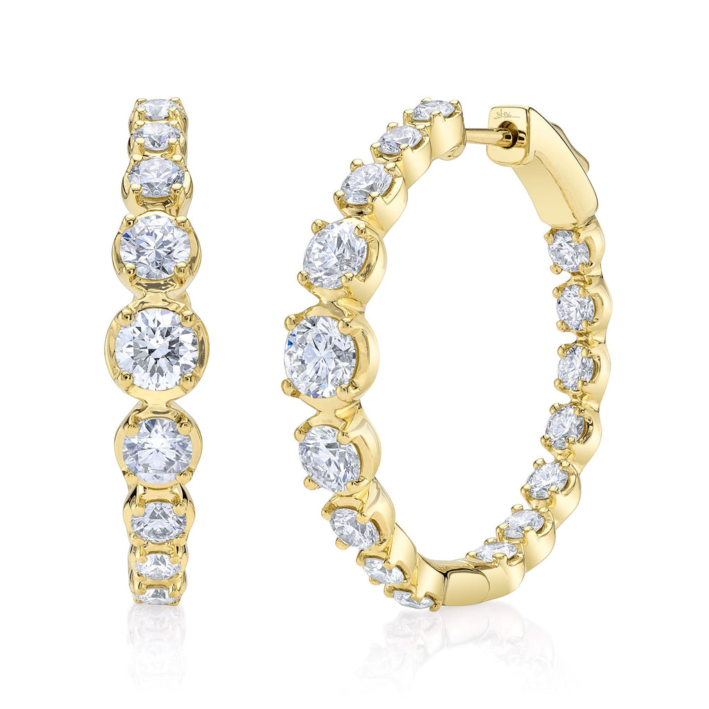 3.63CT DIAMOND CROWN SETTING HOOP EARRING