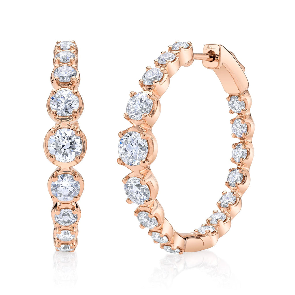 3.63CT DIAMOND CROWN SETTING HOOP EARRING