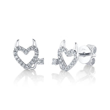 Shy Creation 0.11Ct Diamond Devil Heart Stud Earring SC55025060