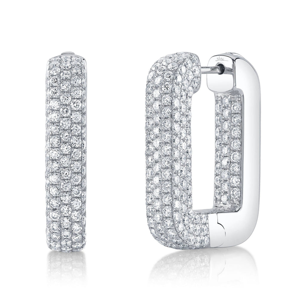 4.13CT DIAMOND PAVE RECTANGLE HOOP EARRING