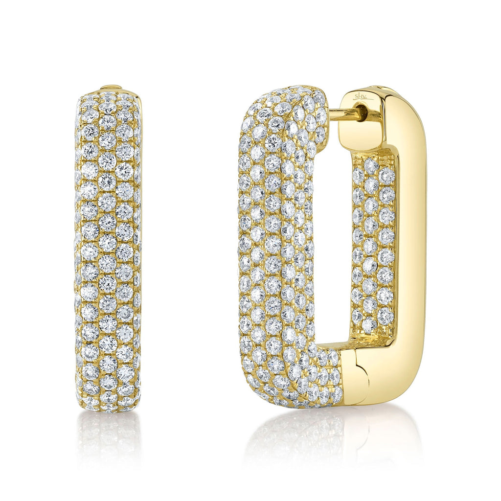 4.13CT DIAMOND PAVE RECTANGLE HOOP EARRING