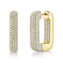 4.13CT DIAMOND PAVE RECTANGLE HOOP EARRING