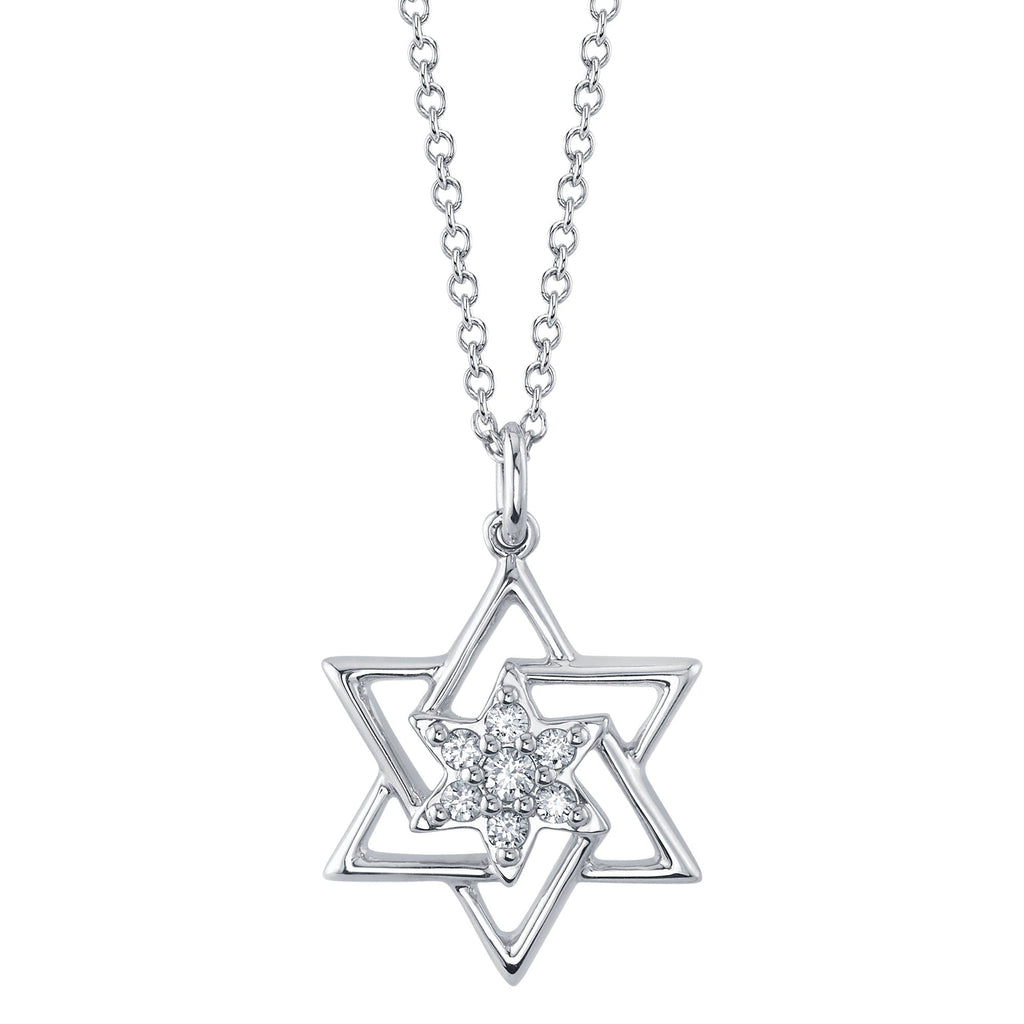 Shy Creation 0.10Ct Diamond Star Of David Necklace SC55025420