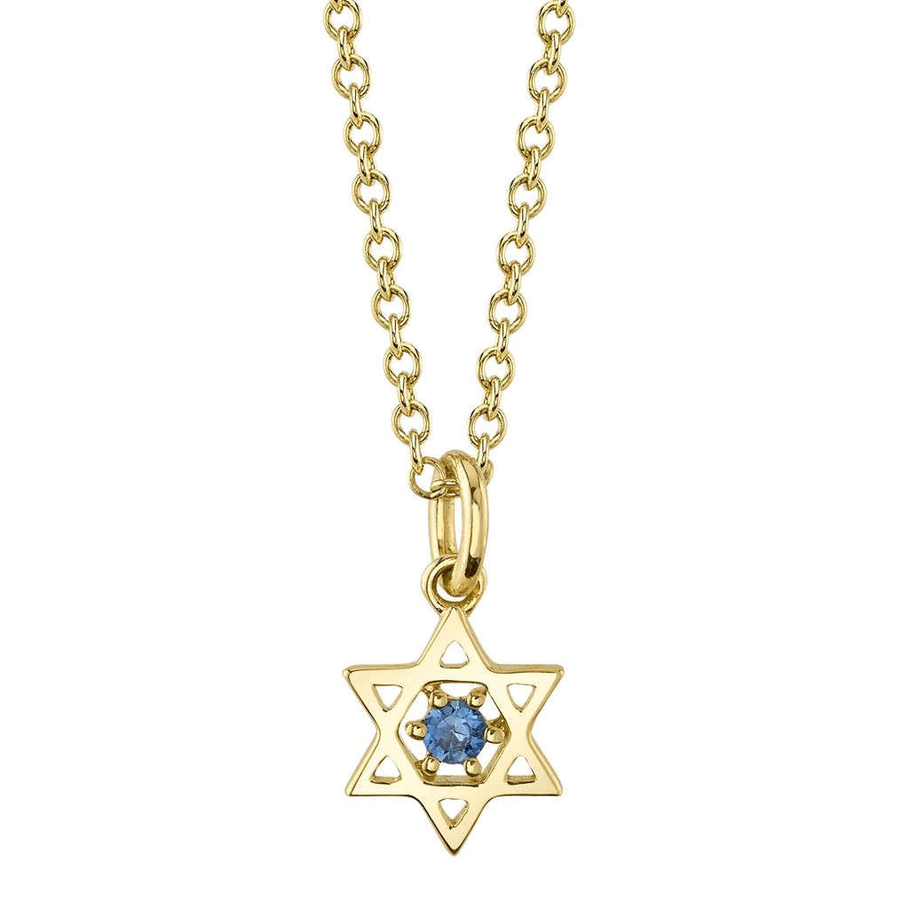 Shy Creation 0.03Ct Blue Sapphire Star Of David Necklace SC55025427