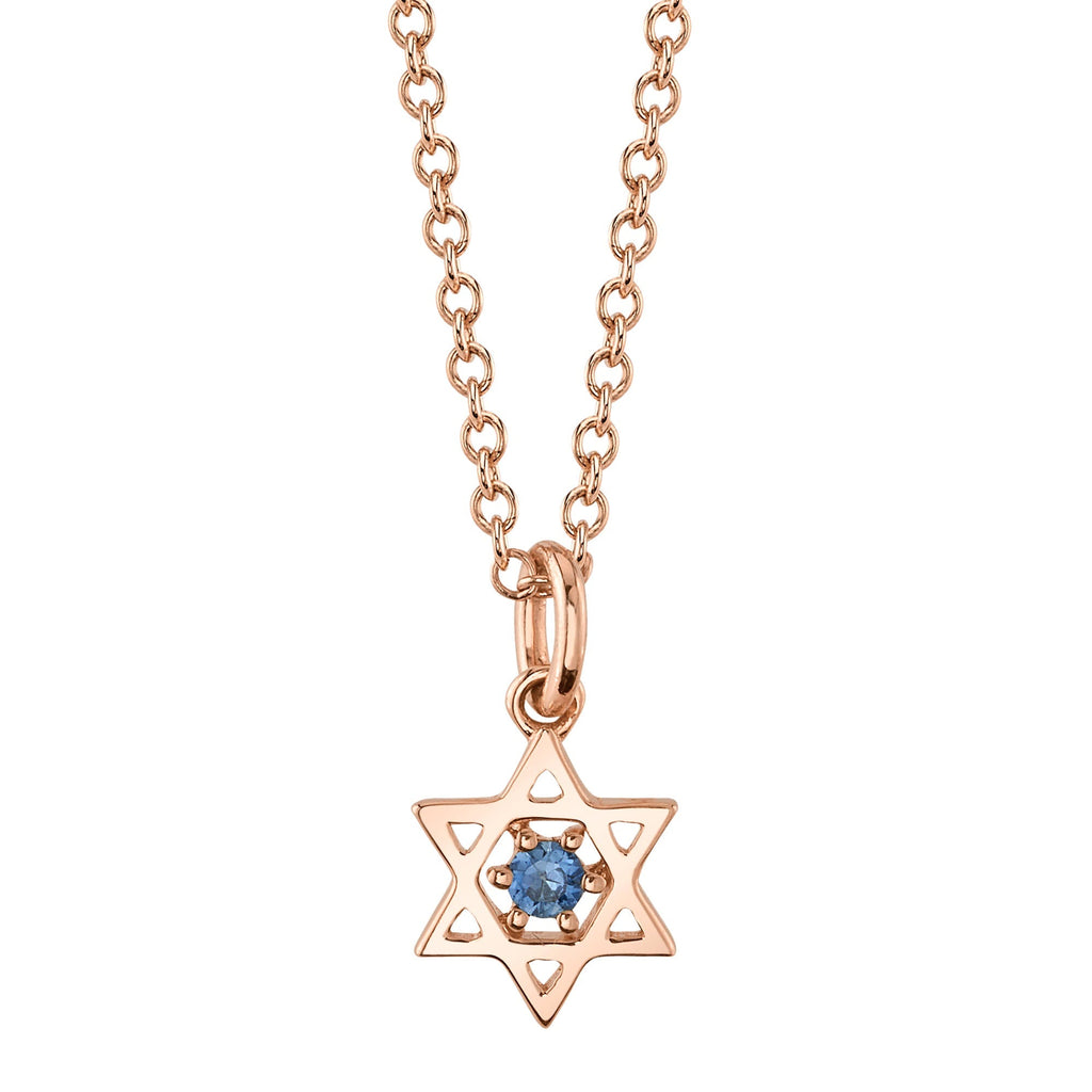 Shy Creation 0.03Ct Blue Sapphire Star Of David Necklace SC55025428