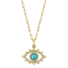 Shy Creation 0.10Ct Diamond & 0.20Ct Composite Turquoise Eye Necklace SC55025493