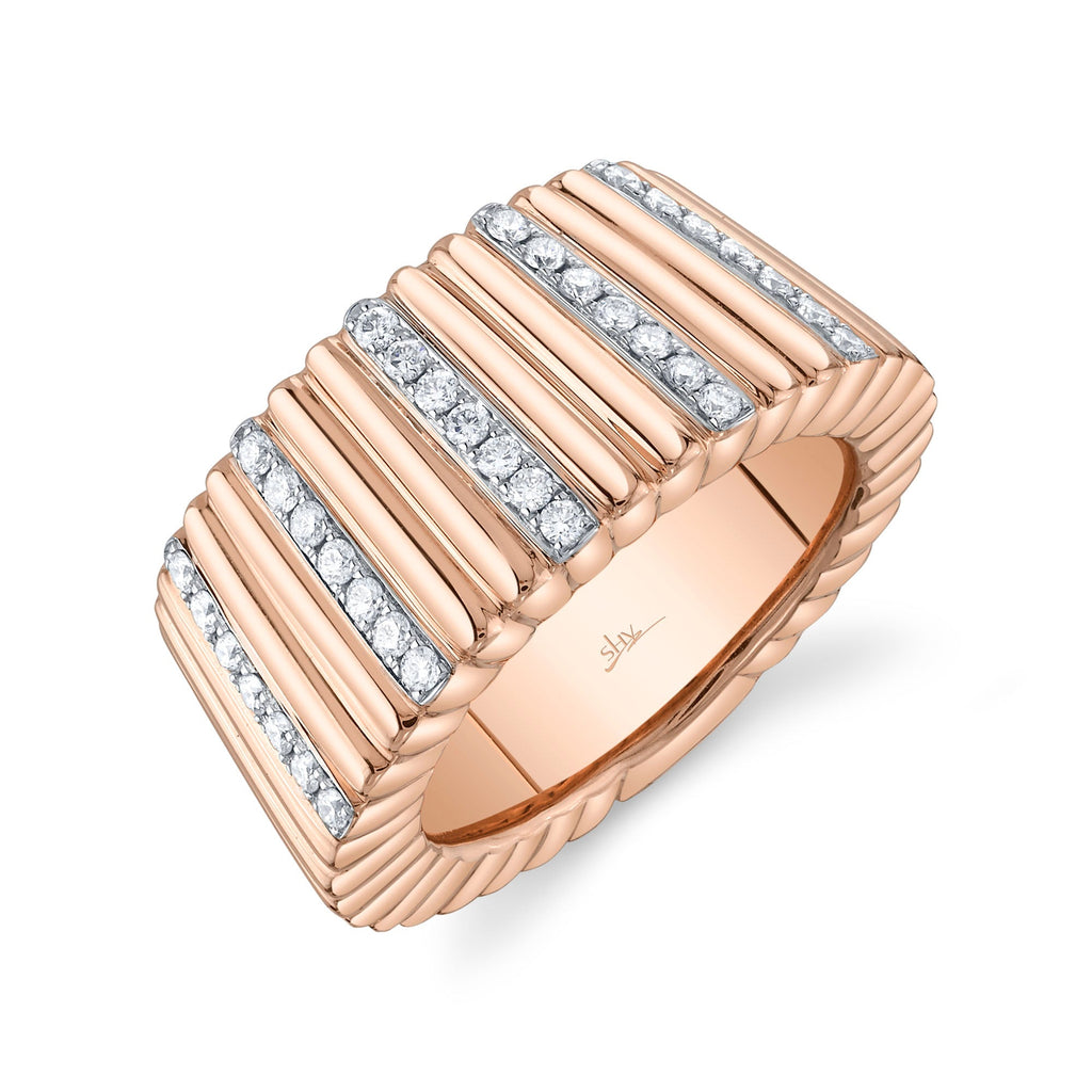 0.43CT DIAMOND RIBBED RING