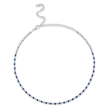 1.27CT DIAMOND & 2.08CT BLUE SAPPHIRE BEZEL TENNIS NECKLACE