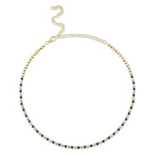 1.27CT DIAMOND & 2.08CT BLUE SAPPHIRE BEZEL TENNIS NECKLACE