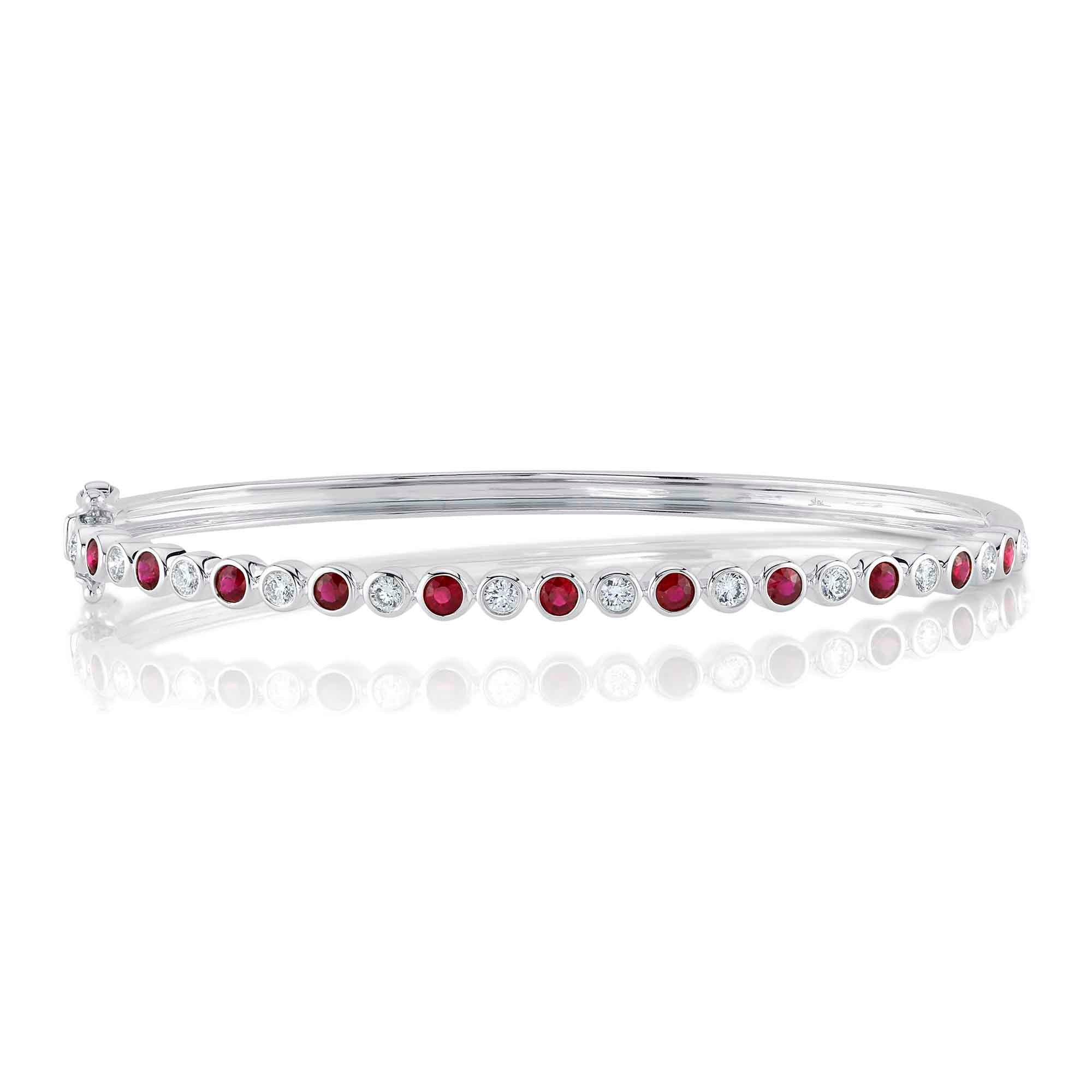 0.49CT DIAMOND & 0.75CT RUBY BEZEL BANGLE