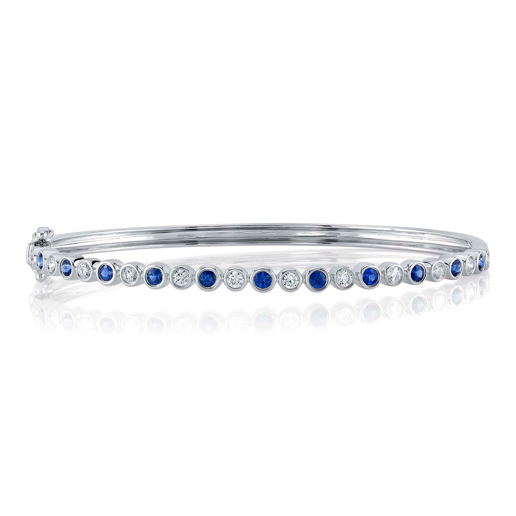 0.49CT DIAMOND & 0.73CT BLUE SAPPHIRE BEZEL BANGLE