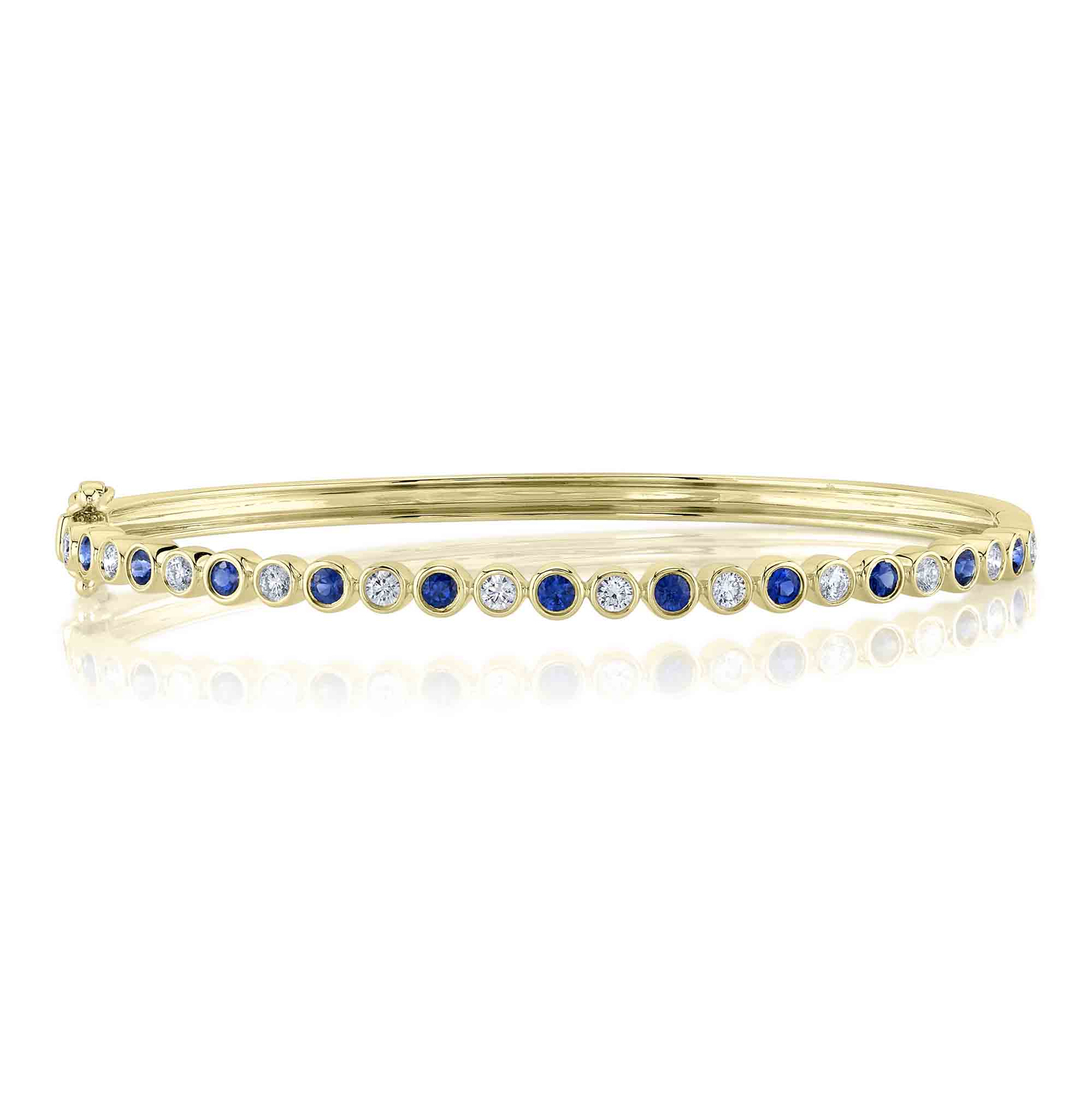 0.49CT DIAMOND & 0.73CT BLUE SAPPHIRE BEZEL BANGLE