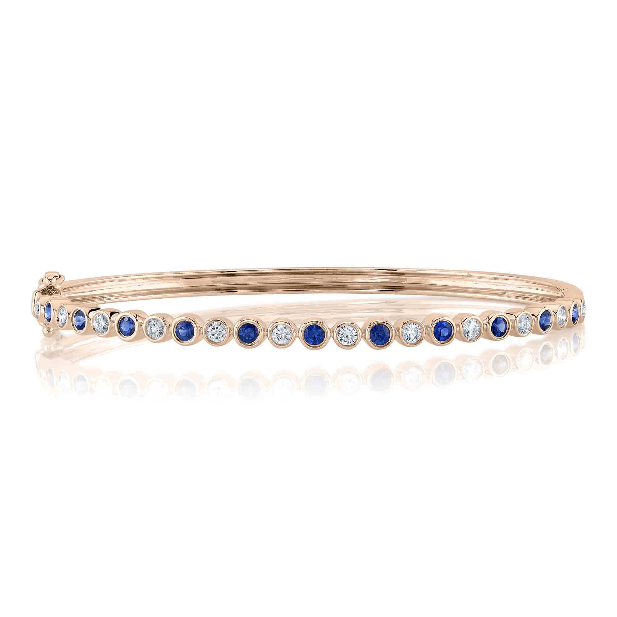 0.49CT DIAMOND & 0.73CT BLUE SAPPHIRE BEZEL BANGLE