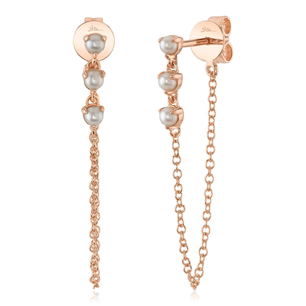CULTURED PEARL CHAIN EARRING