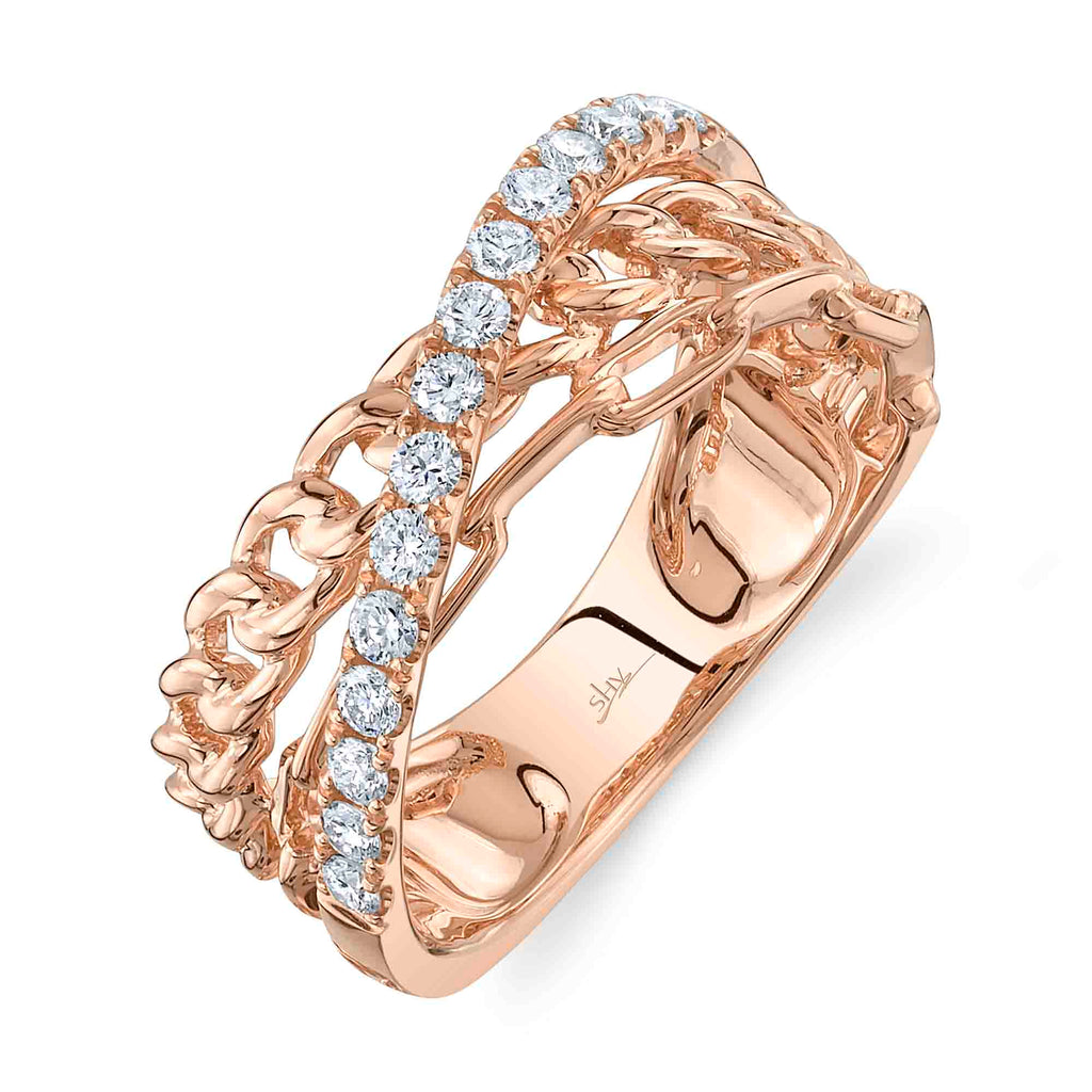 0.34CT DIAMOND LINK BRIDGE RING