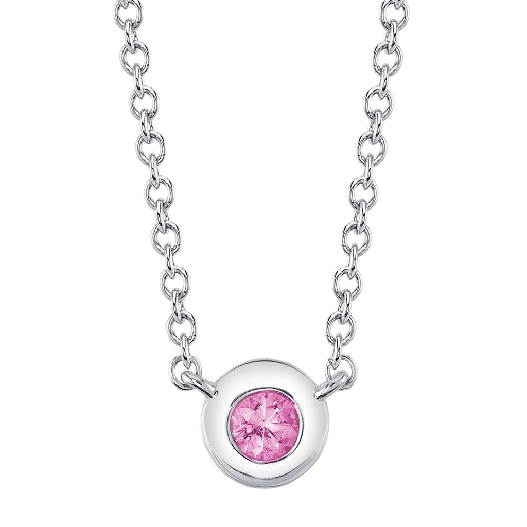 Shy Creation 0.07Ct Pink Sapphire Bezel Necklace SC55026486