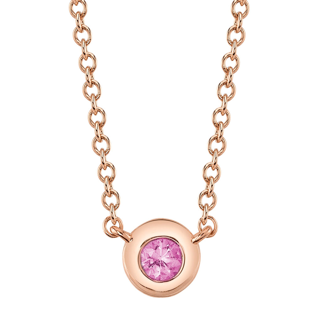 Shy Creation 0.07Ct Pink Sapphire Bezel Necklace SC55026488